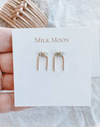 Raw Green Tourmaline Horseshoe Earrings