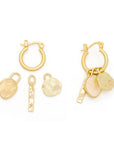 Interchangeable Charm Earring - Rose Quartz/Love/Gold