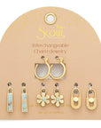 Interchangeable Charm Earring - Aqua Terra/Peace/Gold