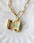 Stella Locket Necklace - Rose Quartz/Gold