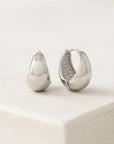 Oval Puff Hoop Earrings: Silver