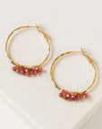 Sorrento Gemstone Beaded Hoops: Brazil Rhodonite