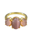 Sand Pink Cats Eye Gum Drop Ring