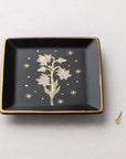 Jewelry Dish & Stud Earring Set - Flower/Black