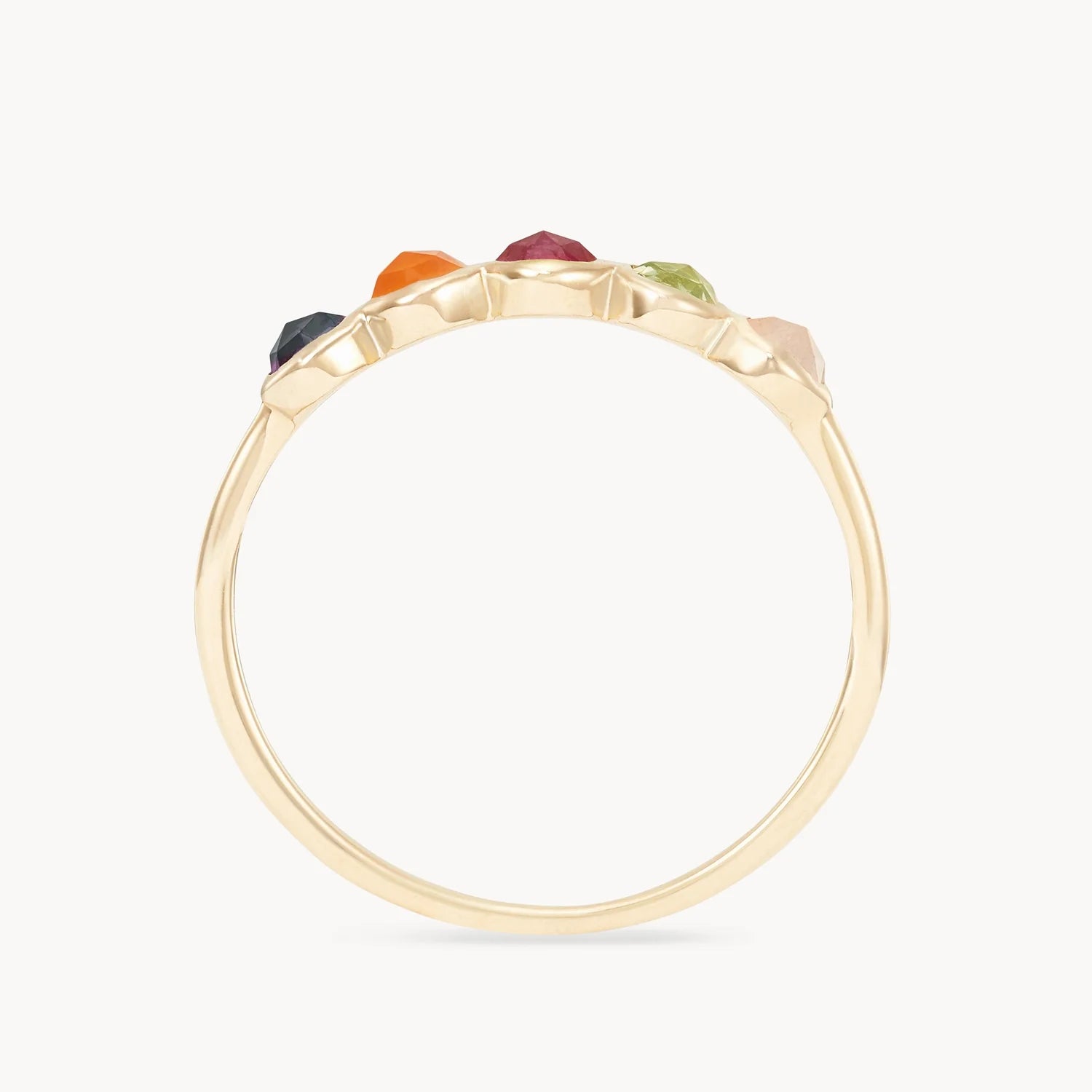 Summer Sunset Five Stone Moon Ring | 14K Gold